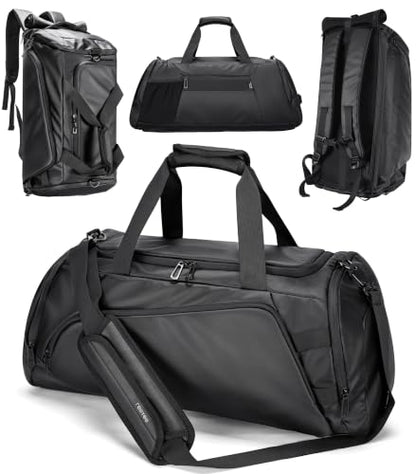 reeyee 40L Convertible Gym Duffel Bag Backpack, Water Repellent Sports Travel Bag with Shoe Compartment, Wet Pocket & Insulated Cooler, 3-in-1 Weekender Carry On Bag for Men Women