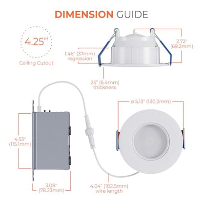 HALO RA 4 in Canless LED Recessed Downlight with Adjustable Gimbal, Selectable Lumens and Selectable Color Temperatures, Dim-to-Warm Technology, Damp Location Rated - RA4LS9FSD2W1EWHDM - size: 4 in