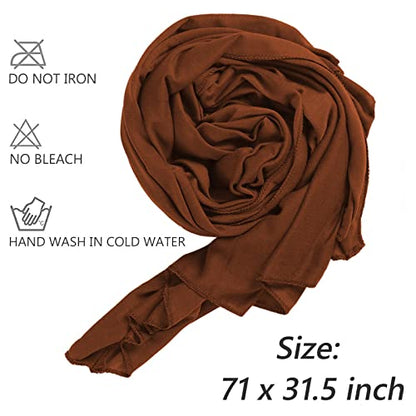 XTREND 1 Piece Head Wraps Stretch Jersey Long Turban Soft Urban Knit Hair Scarfs African Headwrap Solid Color Breathable Fashion Headband Shawls for Women (Coffee) - color: Z1 Coffee