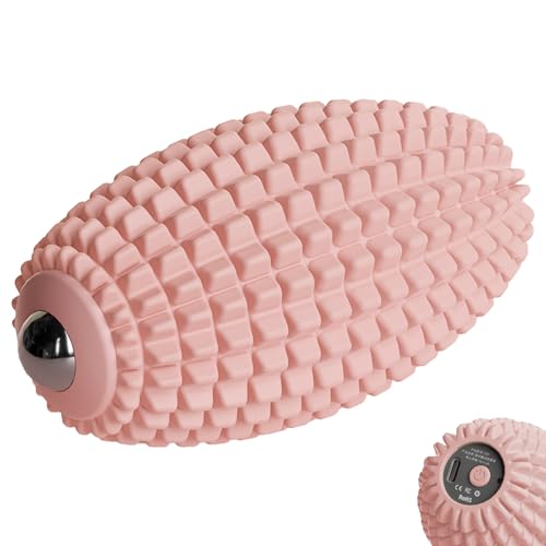 Vibrating Massage Ball for Plantar Fasciitis & Myofascial Release, Silicone Muscle Roller for Back, Neck, Foot, and Leg, Portable Trigger Point Massage Tool, 3 Vibration Modes (Pink) - color: Pink