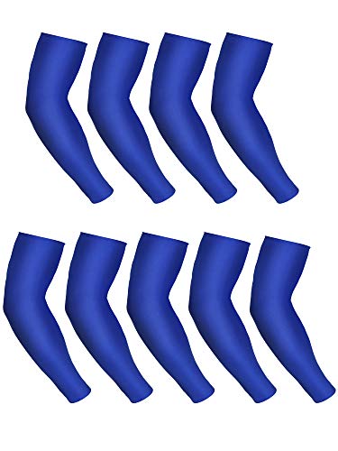 Mudder 9 Pairs Unisex UV Protection Sleeves Arm Cooling Sleeves Ice Silk Arm Sleeves Arm Cover Sleeves - color: Blue