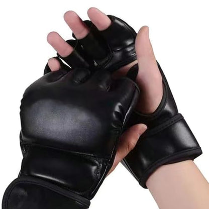 Boxing Gloves Training Gloves Half Finger Sport Gloves Heavy Bag Gloves Punching Gloves Kickboxing Gloves - color: MMA black boxing