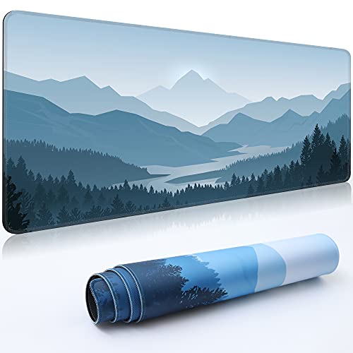 Desk Mat Pad,Large XXL Extended Mouse Pad Mat for Desktop Keyboard | 35''×15.6'' XXL Extended Gaming Mouse Pad with Non-slip Base Desk Matt Mousepad for Computer,Office,Keyboard and Laptop - color: B2-Vector Mountain