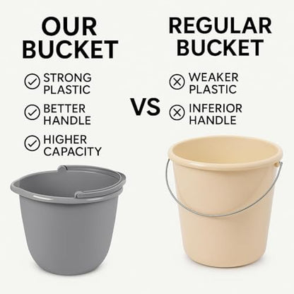 10 Qt. Spout Pail – Classic Titanium Plastic Utility Bucket with Comfortable Handle, Durable Multi-Purpose Pail for Household Cleaning & Storage
