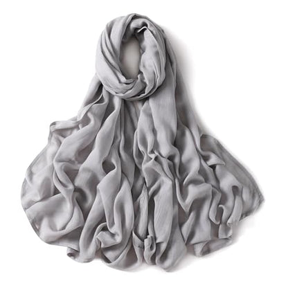 Viscose Hijab Scarf for Women Muslim Cotton Jersey Hijab Fashion Long Scarf Shawls - color: Silver Grey