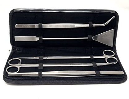 A2Z-Aquascaping Maintenance Tools Accessories,Anti-Rust Stainless Steel Tweezers Scissors Spatula for Aquarium Tank Clean, Fish Tank, Bonsai, Algae Scrapers (Set of 5 Pcs in A Case) - size: Set of 5 Pcs in A Case