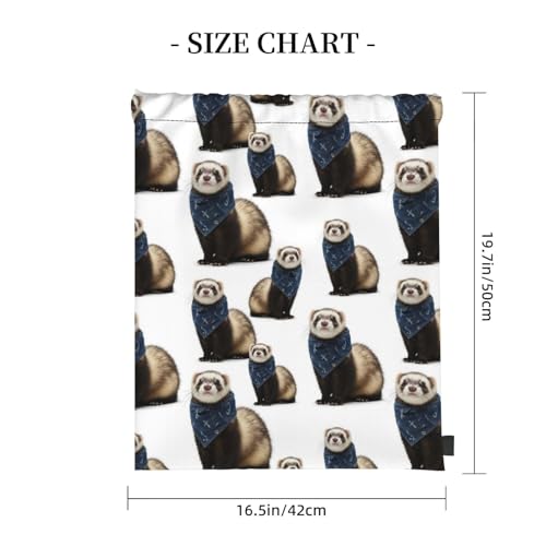 Polyester Drawstring Backpack Cute Funny Ferret White, Breathable Gym Sack for Soccer Basketball and Ball Sports - color: Pattern (366)