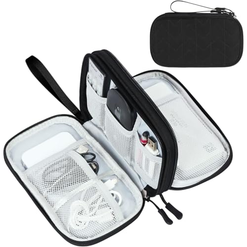 FYY Electronic Organizer, Travel Tech Pouch, Cable Organizer Black Quilted - color: Black Quilted, size: 7.5 x 4.3 x 2.2 inches