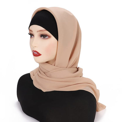 43 Inch Large Chiffon Square Hijab Hair Scarf for Muslim Shawls Headscarf for Women Bandana Turban Wrap Scarves - color: Dark Blue Gray + Blue Gray + Gray + Beige + Blue