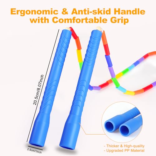 16.5FT Double Dutch Jump Ropes for Adults Kids 2-PACK | Rainbw Long Jump Rope, 1” Beaded Jump Rope for Fitness, Segmented Skipping Ropes for Exercise Training, Tangle-Free - color: Rainbow-2Pcs