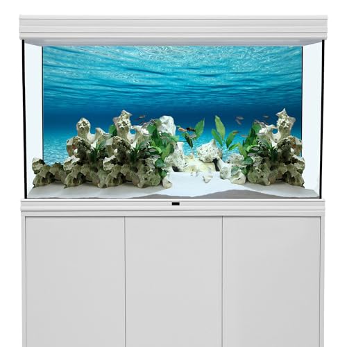 AWERT 48x20 inches Polyester Sunshine Ocean Floor Fish Tank Background Undersea Theme Aquarium Background Underwater Fish Tank Background | AWERT Clear Seabed Undersea Theme Polyester Terrarium Background - size: 48x20in/120x50cm