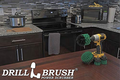 Cast Iron Skillet - Cleaning Supplies - Drill Brush Kitchen Cleaning Kit | Crock Pot Scrubber - Cutting Board, Stove, Sink, Counter-Top, Baseboard, Trash Can, Tile and Flooring - Grout Cleaner - color: Green
