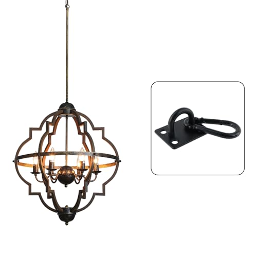 Dnyta 6Pcs Stainless Steel Ceiling Hook Pad Eye Plate Wall Mount Ring Hooks Hanging kit, Heavy Duty Marine Hardware Hook with Snap Hooks and Screws for Swing Hanging, Wall/Ceiling Mount(Medium, Black) - color: Black With Buckle, Square-shaped, size: Mediu