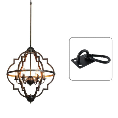 Dnyta 6Pcs Stainless Steel Ceiling Hook Pad Eye Plate Wall Mount Ring Hooks Hanging kit, Heavy Duty Marine Hardware Hook with Snap Hooks and Screws for Swing Hanging, Wall/Ceiling Mount(Medium, Black) - color: Black With Buckle, Square-shaped, size: Mediu
