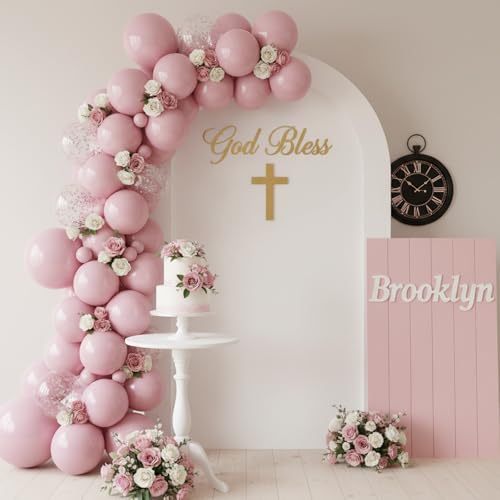 RUBFAC Dusty Pink Balloons 129pcs Different Sizes Pack of 18 12 10 5 Inch - color: Dusty Pink