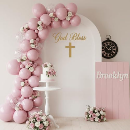RUBFAC Dusty Pink Balloons 129pcs Different Sizes Pack of 18 12 10 5 Inch - color: Dusty Pink