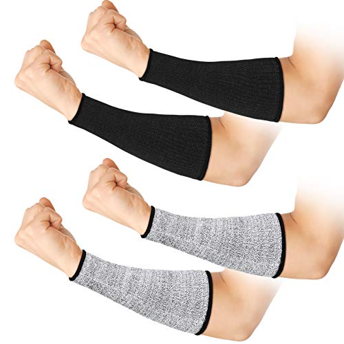 Geyoga 2 Pairs Cut Resistant Sleeve Arm Protection Level 5 Protection Safety Protective Sleeves Arm Protectors for Men Women(8.6 x 3.7 Inches,Black, Gray) - color: Black, Gray, size: 8.6 x 3.7 Inches