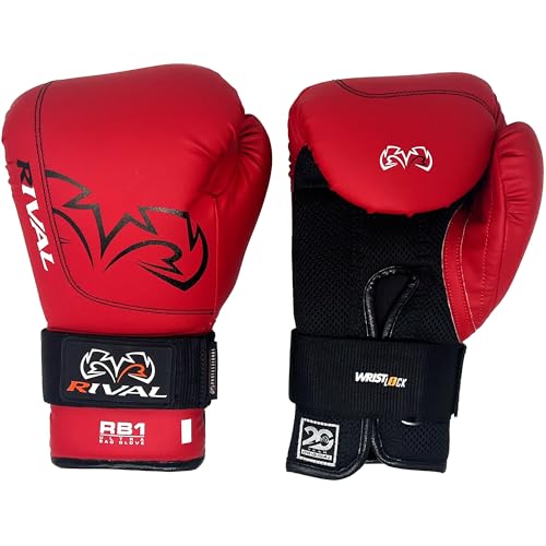 RIVAL Boxing RB1 Ultra Bag Gloves, 20th Anniversary Edition, High-Density Multi-Layered Padding and Signature Wrist Lock Strapping System - color: Red, size: Small