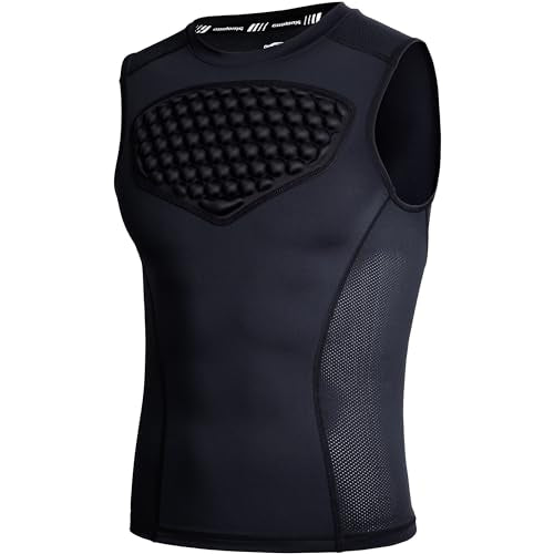COOLOMG Youth Baseball Chest Protector Softball Padded Shirt Heart Guard Sternum Protection for Football Lacrosse - color: Black, size: Small