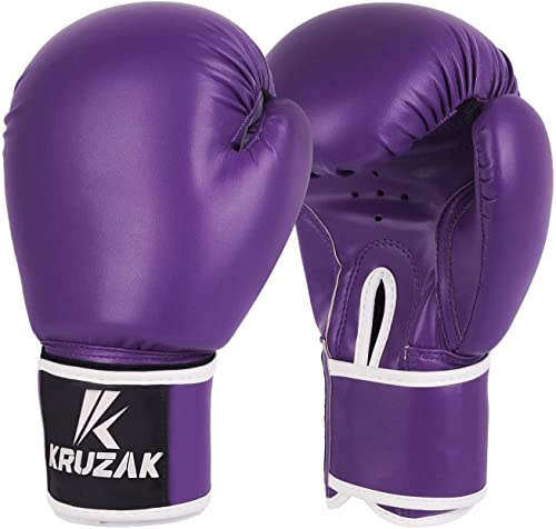 Kruzak Boxing Gloves for Kids 5-10 Years Training, Sparring, Kickboxing, Muay Thai, Martial Arts & MMA Fighting - Boys & Girls Punch Bag Mitts Training - color: Purple, size: 8 oz