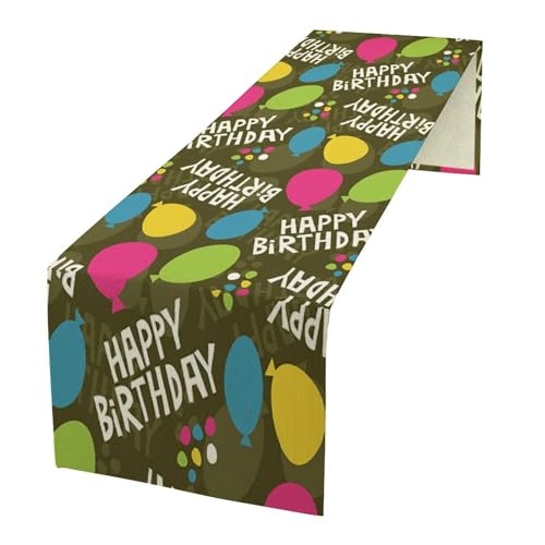 Happy Birthday Table Runner Cover for Tabletop Console Reusable Colorful Party Supplies Home Decorat for Home Birthday Table Runner Decorations for Holiday Party 13x36in - color: Happy Birthday-3, size: 13x36 Inch