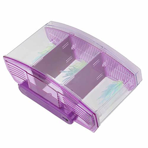 Aquarium Fish LED Acrylic Three Di Breeding Isolation Box for Sm Fishes Bottom of the Change for and Stress Valve (Violet) - color: Violet