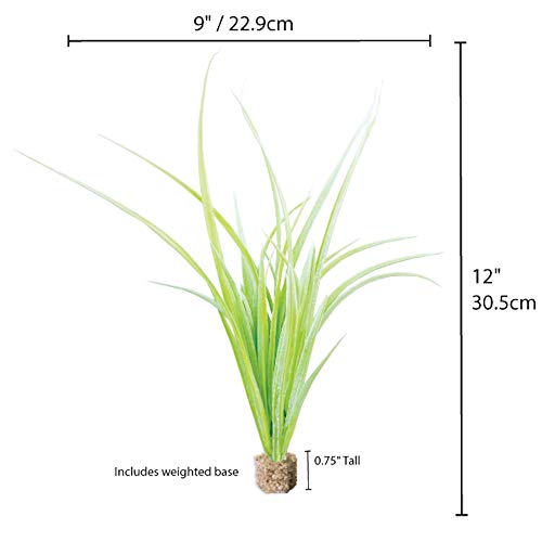Vita Aquascape Fountain Grass Aquarium Plant – Lifelike Artificial Tall Midground Plant with Weighted Base, Non-Toxic Fish Tank Decor, Light Green (12” Tall) - color: Light Green Fountain Grass