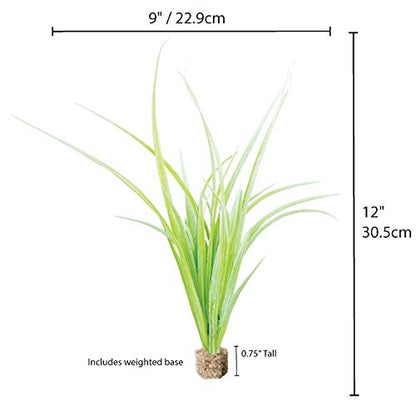 Vita Aquascape Fountain Grass Aquarium Plant – Lifelike Artificial Tall Midground Plant with Weighted Base, Non-Toxic Fish Tank Decor, Light Green (12” Tall) - color: Light Green Fountain Grass