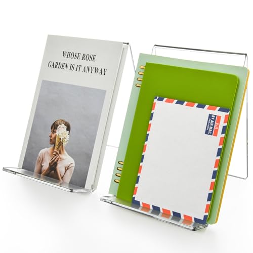 Acrylic Book Stand, Book Display Holder 6 x 9, Clear Acrylic Display Easel Transparent Display Stand Holder Tablet Holder for Album, CD, Magazine, Picture, Plate, Artworks, Phone, (2-Pack) - size: 2-Pack (6" x 9")