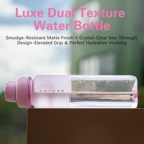 OLDLEY 32oz Frosted Clear Water Bottle, BPA-Free Tritan Plastic Reusable Water Bottle with Fast-Flow Spout Lid, Wide Mouth Leakproof Sports Drinking Bottle for Gym, School, Office, Travel,Pink - color: Pink