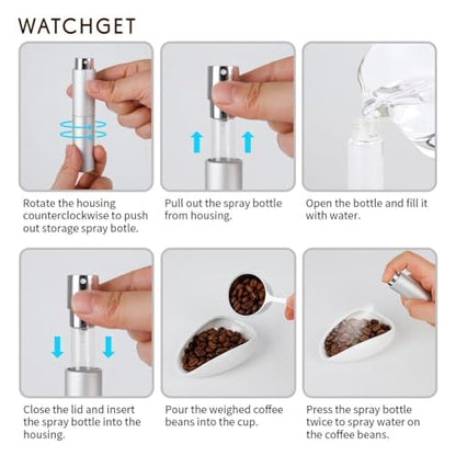 watchget Coffee Bean Dosing Cup & RDT Spray Bottle Kit, White | 10ml Static Reducing Sprayer; Ceramic Single Dose Tray for Coffee & Tea;Espresso Brewing Accessory for Home & Espresso Bars - color: White