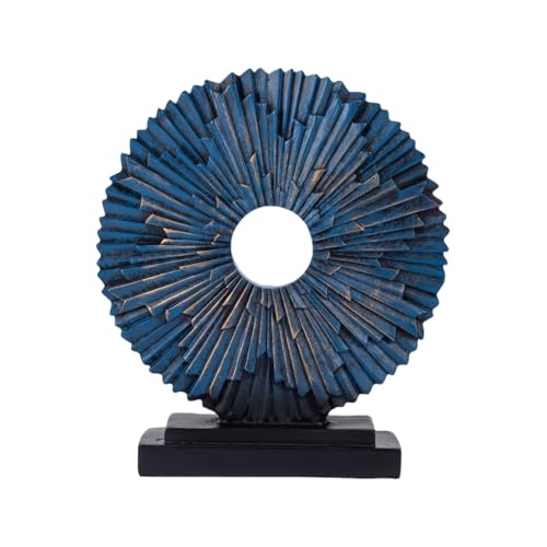 HODESumPure Gold Luxury Round Decorative Sculpture Statue Above Cabinet Home Decorations for Living Room Kitchen Fireplace Mantel Office Bookshelf Table Top Home Decor Accents (Blue S) - color: Blue S