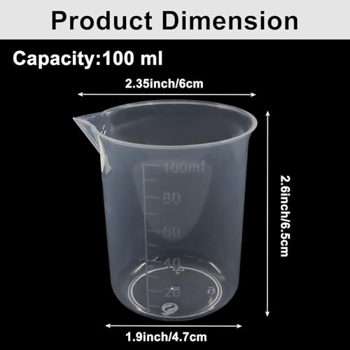 Measuring Cup, 4 Pcs, 100ml/3.4oz, Clear | Transparent Lab Liquid Mixing Cups, Plastic Graduated Beakers, Kitchen Cooking Medicine Measure Tool - size: 100ml/3.4oz, style: 4 Pcs