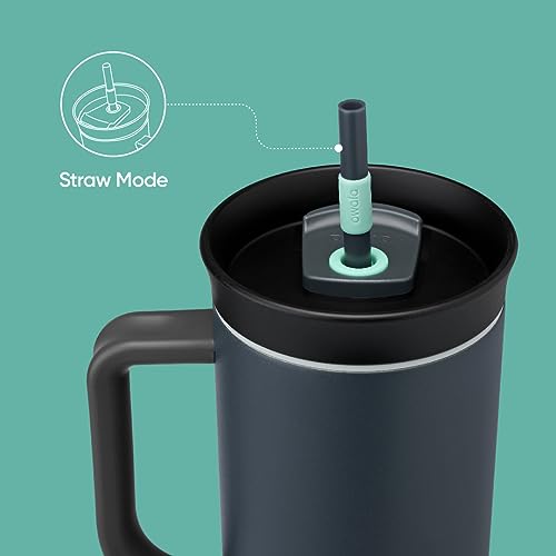 Owala Stainless Steel Triple Layer Insulated Travel Tumbler with Spill Resistant Lid, Straw, and Carry Handle, BPA Free, 40 oz, Gray (Foggy Tide) - color: Foggy Tide, size: 40 Ounces (Pack of 1)