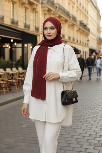 Instant Chiffon Hijab, Ready to wear hijab, modal wrap, Abaya, modern Instant Scarf, Soft breathable scarf - color: S13 Burgundy