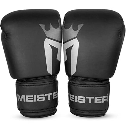 Meister [Critical] Boxing Gloves - Ergonomic High-Density Training Gloves | Pre-curved hand cage fits on day one, triple-layer impact foam, wide full-length wrist strap, matte EcoHide leather - style: 16 Ounce Gloves - Matte Black