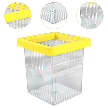 Breeder Box Aquarium Box Fish Egg Square Design PP Material Suitable for Betta Clownfish, Yellow
