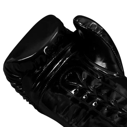 TITLE Boxing Inferno Intensity Lace Training Gloves - MMA, Kickboxing, Punching Bag, Sparring - 14, 16, 18oz - color: Black/Gold, size: 14 oz