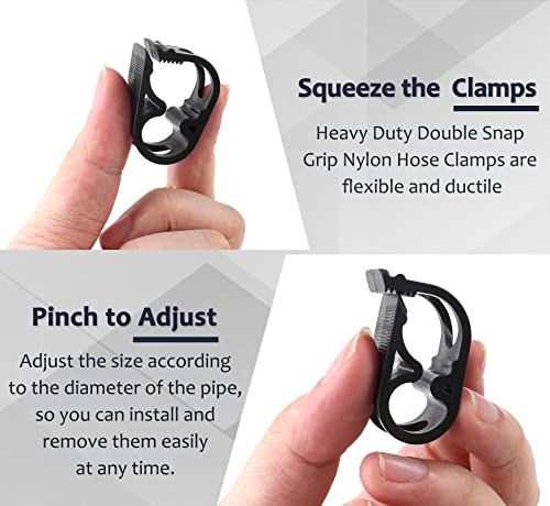 6 Pcs Plastic Tubing Clamps, 0.236-0.472 Inch, Black | Adjustable Tube Clamp, 6-12 mm, Flow Control Hose Clamp, Laboratory Pinch Valve, Syphon Pipe Clamp
