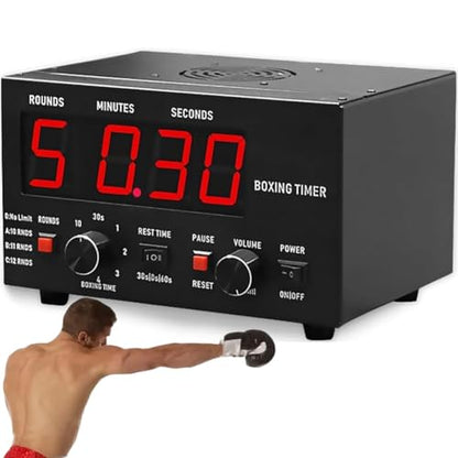 Boxing Timer, Professional Gym Interval Timer with LED Display, Portable Design, Adjustable Sound & Stopwatch, Selectable Training Time & Cycle Repetitions - color: Red