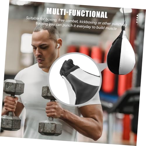 PU Leather Boxing Ball Double End Floor to Ceiling Punching Bag for Adults MMA Training with Elastic Strips and Hooks Inflatable Reflex Speed Bag for Home Gym Workout