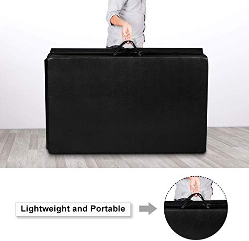 GOFLAME Gymnastics Mat Folding 4'x10'x2, Thick Exercise Mat with Carrying Handles, Gym Fitness Aerobics Mat for Yoga, Tumbling, Gymnastics, Martial Arts, Black