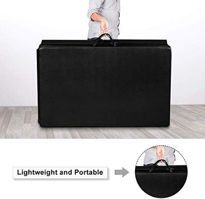 GOFLAME Gymnastics Mat Folding 4'x10'x2, Thick Exercise Mat with Carrying Handles, Gym Fitness Aerobics Mat for Yoga, Tumbling, Gymnastics, Martial Arts, Black