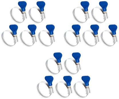 POWERTEC 70247 1-1/2 Inch Stainless Steel Thumb Screw Clamps, Adjustable Key Hose Clamps for Pool Hose for Above Ground Pools and PVC Tubing, Pipe Clamp, Worm Gear Clamp, 15 pack - size: 1-1/2 Inch (Pack of 3), style: 5 PK