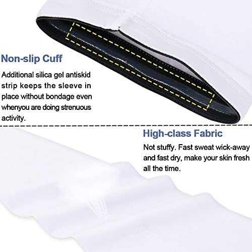 beister UV 및 자외선 차단 암 슬리브, 남성 및 여성용, UPF 50+, 쿨링 스포츠 압박 암 슬리브 - color: 화이트., size: X-Large