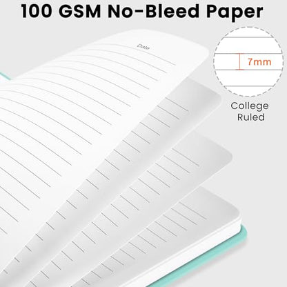 CICPAP Lined Spiral Journal Notebook, A5 College Ruled Notebook for Journaling, Note-Taking, and Daily Planning, Durable Hardcover with an Elegant Design, Seafoam - color: G.Seafoam