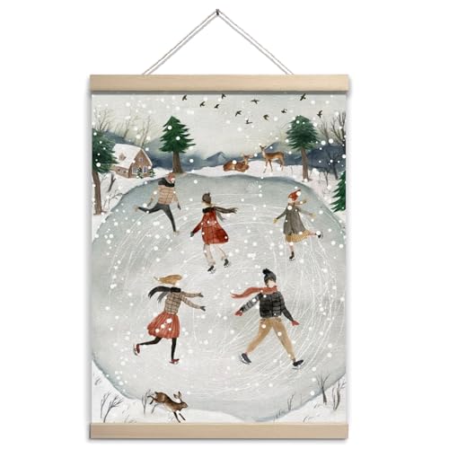 GOVGRTB Vintage Skiing Winter Wall Art Decor, Ski Poster for Ski Lodge Decor, Retro Winter Christmas Skating Wall Hanging Decorations for Home Bedroom Living Room 12x16 Inch - color: Winter Ski Resort
