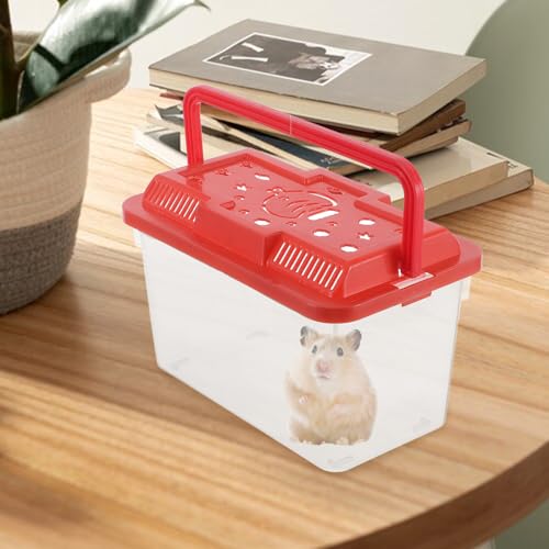 Yardwe Small Plastic Reptile Tank with Handle Turtle Box Medium Fish Breeding Carrier for Hamsters Crabs Lizards Aquarium Transport