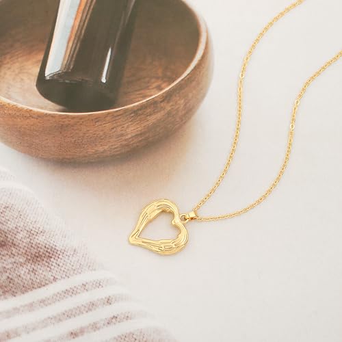 POTESSA 18K Gold Plated Pendant Necklace Medallion Coin Heart Y Shaped Chain Toggle Necklace for Women Jewelry - color: Hollow Heart