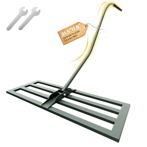 Lawn Leveling Rake -31.5''x11.8'' Heavy Duty Leveling Rake, Ergonomic Handle, Professional Ground Leveler for Yard, Soil, Grading, Gravel, Seeding, Do Not Hurt Turf, Save Effort
